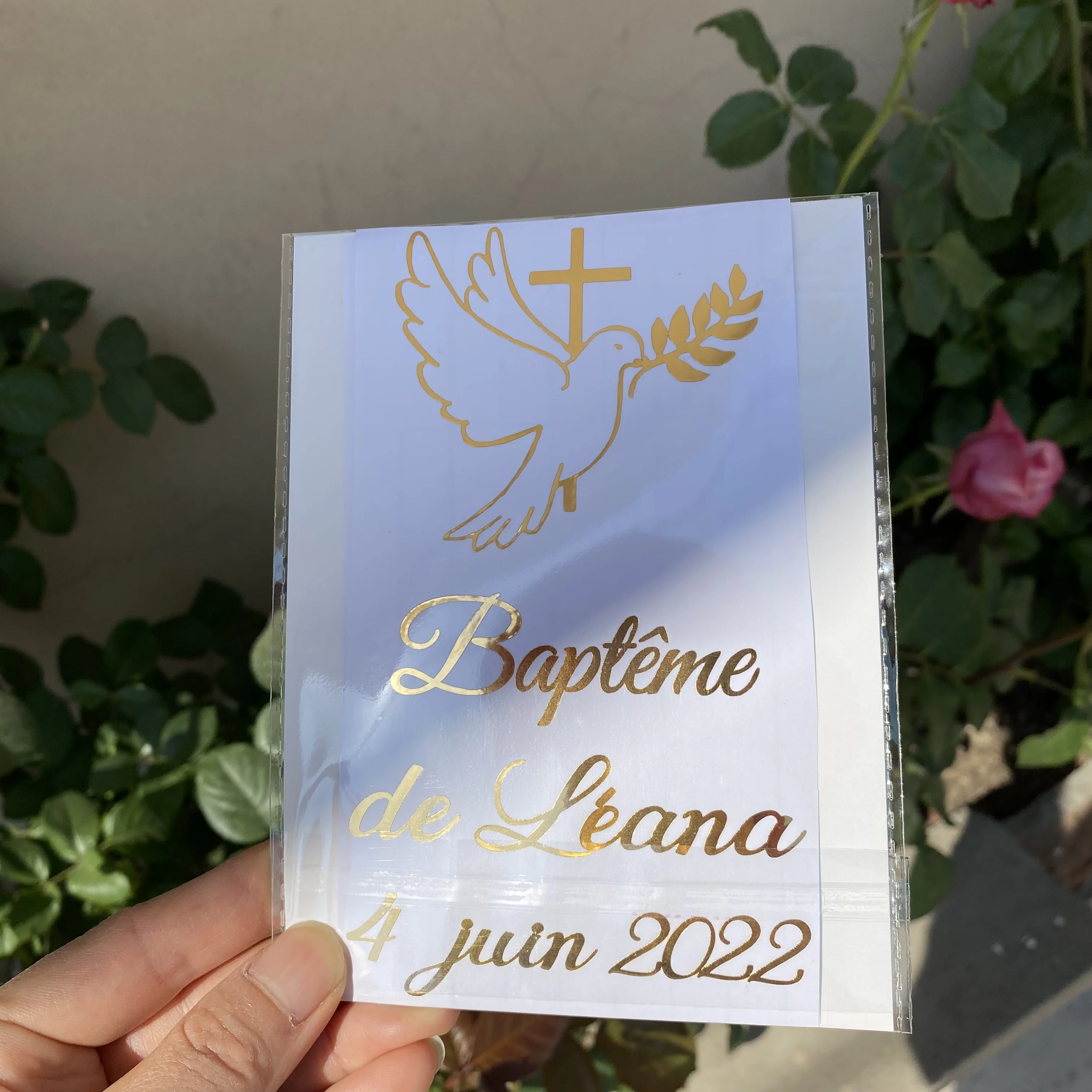 Personalized My Baptism Stickers for Pillar Candles Custom Gold  Dove Cross Vinyl Decals Labels For Bapteme Candle Decorations