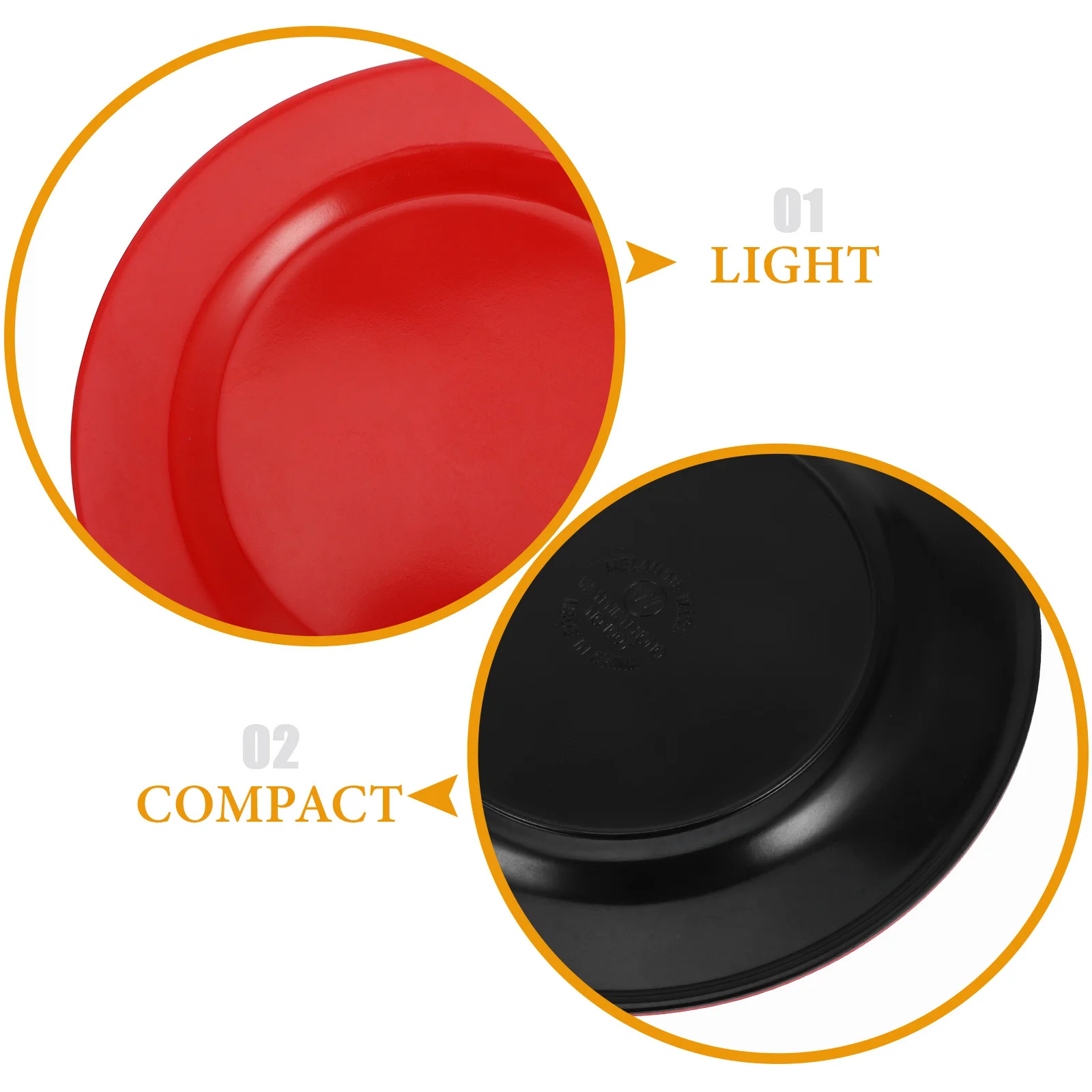 4 Stück rot-schwarzes Melamin-Geschirr, leichte, kratzfeste Teller, ideal für drinnen und draußen, Esszimmer, Freizeitmahlzeiten, Partys