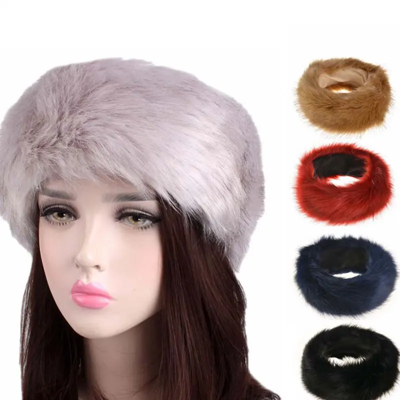 

Fluffy Faux Fur Headband Winter Warm Thick Hairbands Outdoor Ear Warmer Ski Cap Headwrap Imitation Fox Fur Elastic Hair Bands