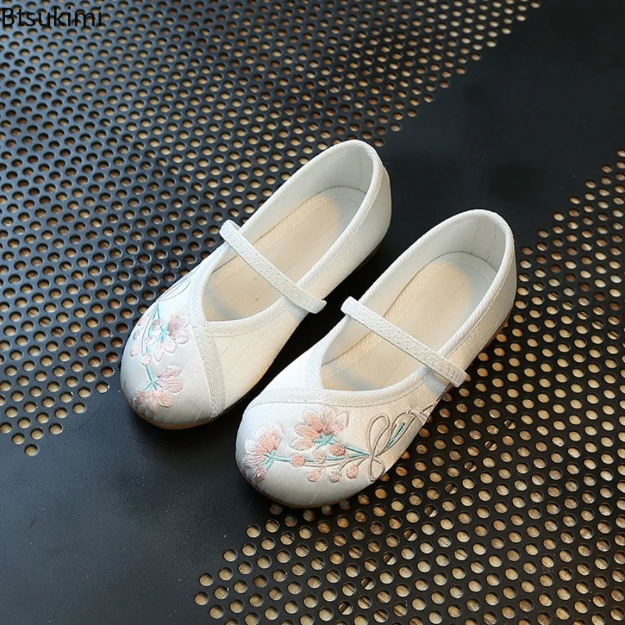 Girl Embroidery Stage Shoes Kids Chinese Style Shoes Traditional National Characteristics Children Ancient Dress Up Cloth Shoes