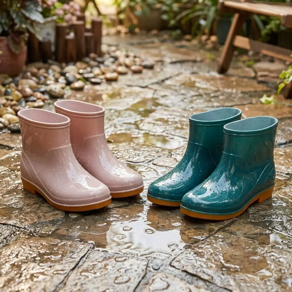 Non-slip Women's Short Rain Boots Waterproof Low-top Garden Rain Shoes Lightweight Durable Water Shoes For Outdoors,Kitchen,Work