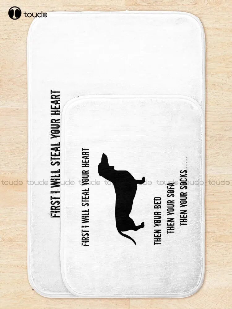 Dachshund First I Will Steal Your Heart Then Your Bed Bath Mat Bathrugs For Tub, Shower, And Bath Room Grey Bathroom Mat