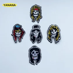 Rock band Gun Patch Badges Embroidered Applique Sewing Iron On Badge Clothes Garment Apparel Rose Accessories