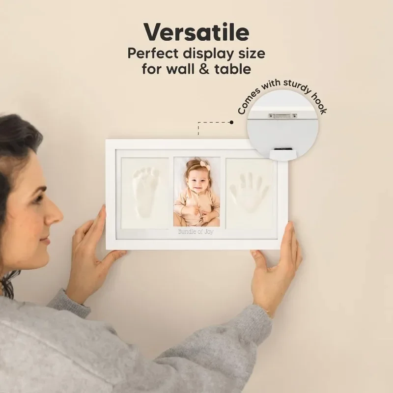 Baby Handafdruk Voetafdruk Klei Kit Pasgeboren Aandenken Fotolijst met Vitrine voor Kinderdagverblijf Nieuwe Moeder Geschenken Baby Douche Reg
