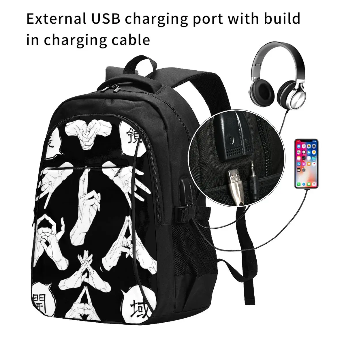 Jujutsu Kaisen_3 Simple backpack with large capacity for business computers USB backpack