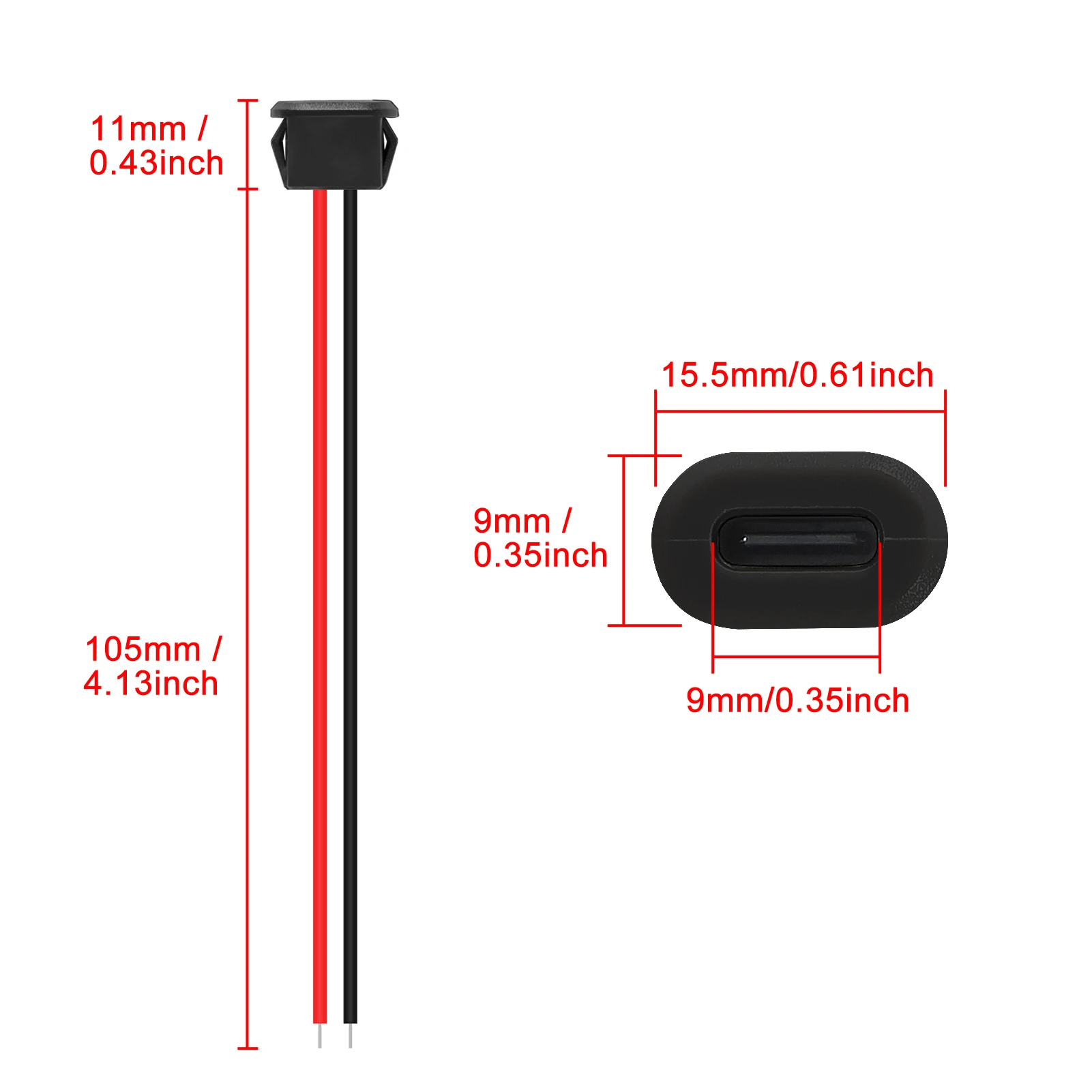 10PCS Type-C Female 2Pin USB Connector Type-C Waterproof with Female Socket Fast Charging Jack Charging Port USB-C Charger Plug