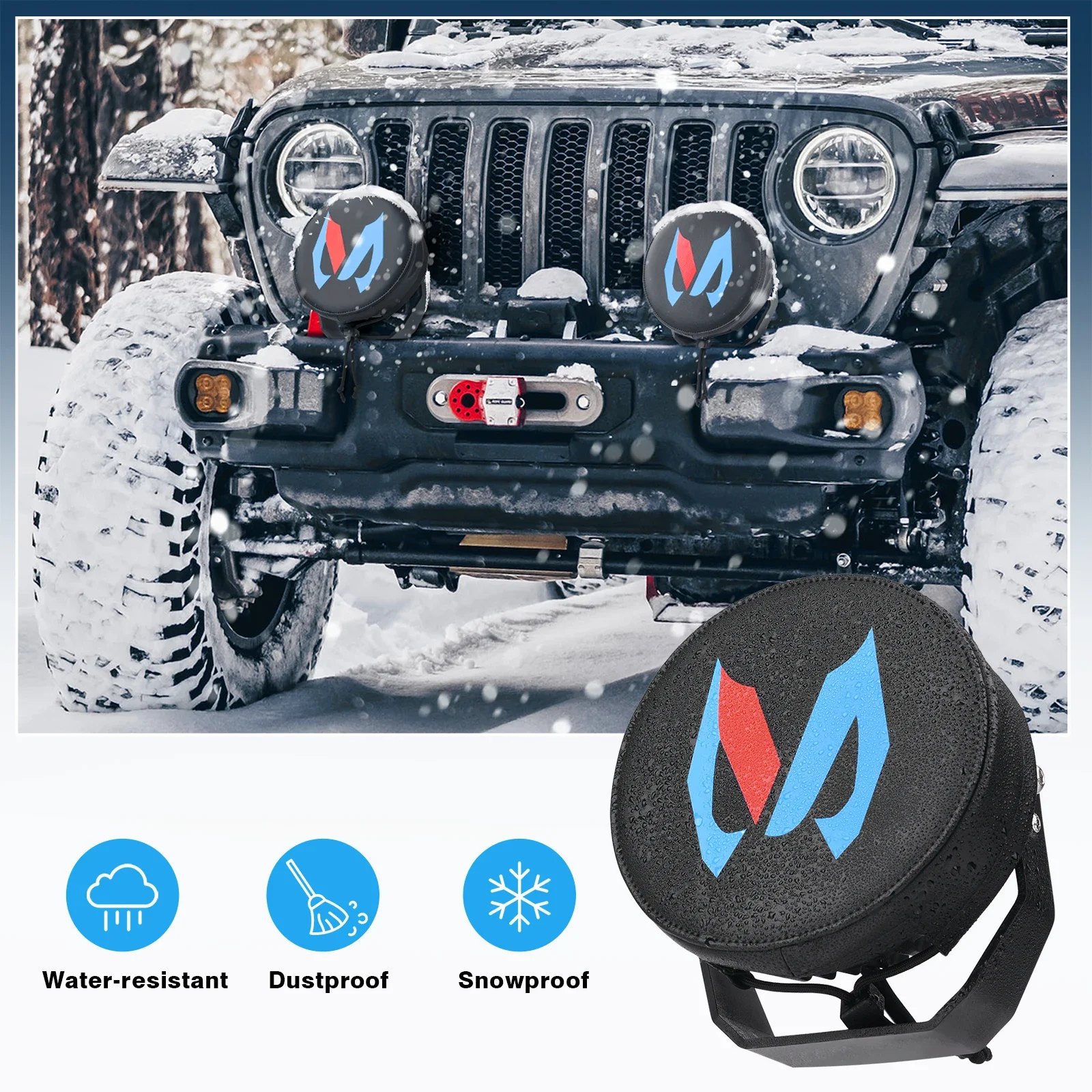 MICTUNING-Protector de luz de trabajo redondo de 7/9 pulgadas, cubierta de foco LED, protección de cuero impermeable, herramientas de accesorios para coche