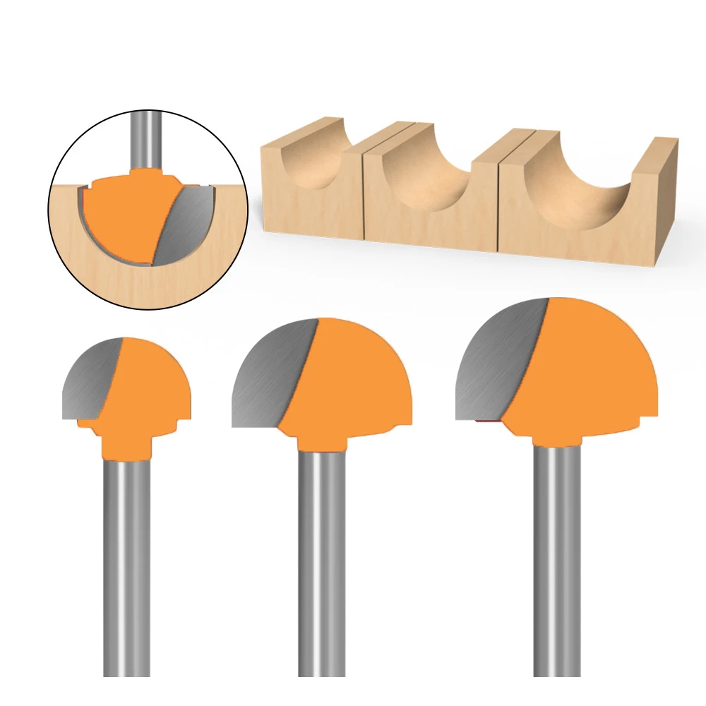 

Фреза с хвостовиком 6 мм, твердосплавные насадки для резьбы по дереву, Круглый носовой упор, роутер, инструменты для шейкера, 1 шт.