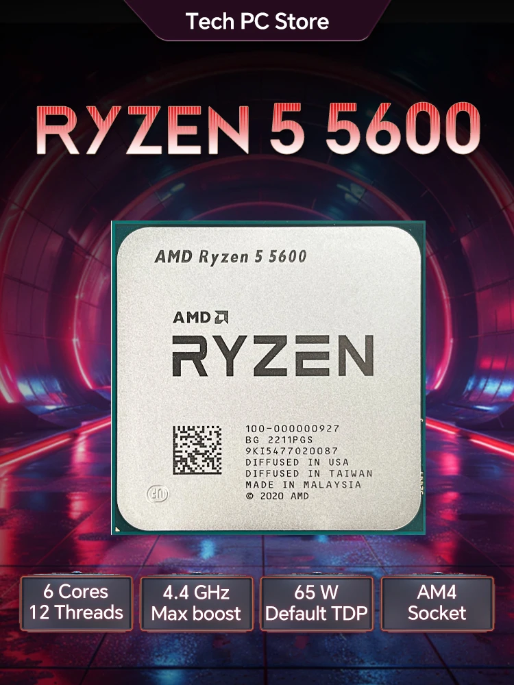 AMD Ryzen 5 5600 3,5 GHz 6-rdzeniowy 12-wątkowy procesor R5 5600 Socket AM4 7NM L3=32M 65W DDR4 bez wentylatora — zdjęcie produktu 7