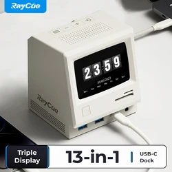 RayCue 128K SE c타입 허브 USB 3.0 도킹스테이션 4K 60Hz 멀티 어댑터 USB C to HDMI 허브 트리플 모니터 확장 맥북 Lenovo Dell Surface HP Samsung Dex용 노트북 도킹스테이션