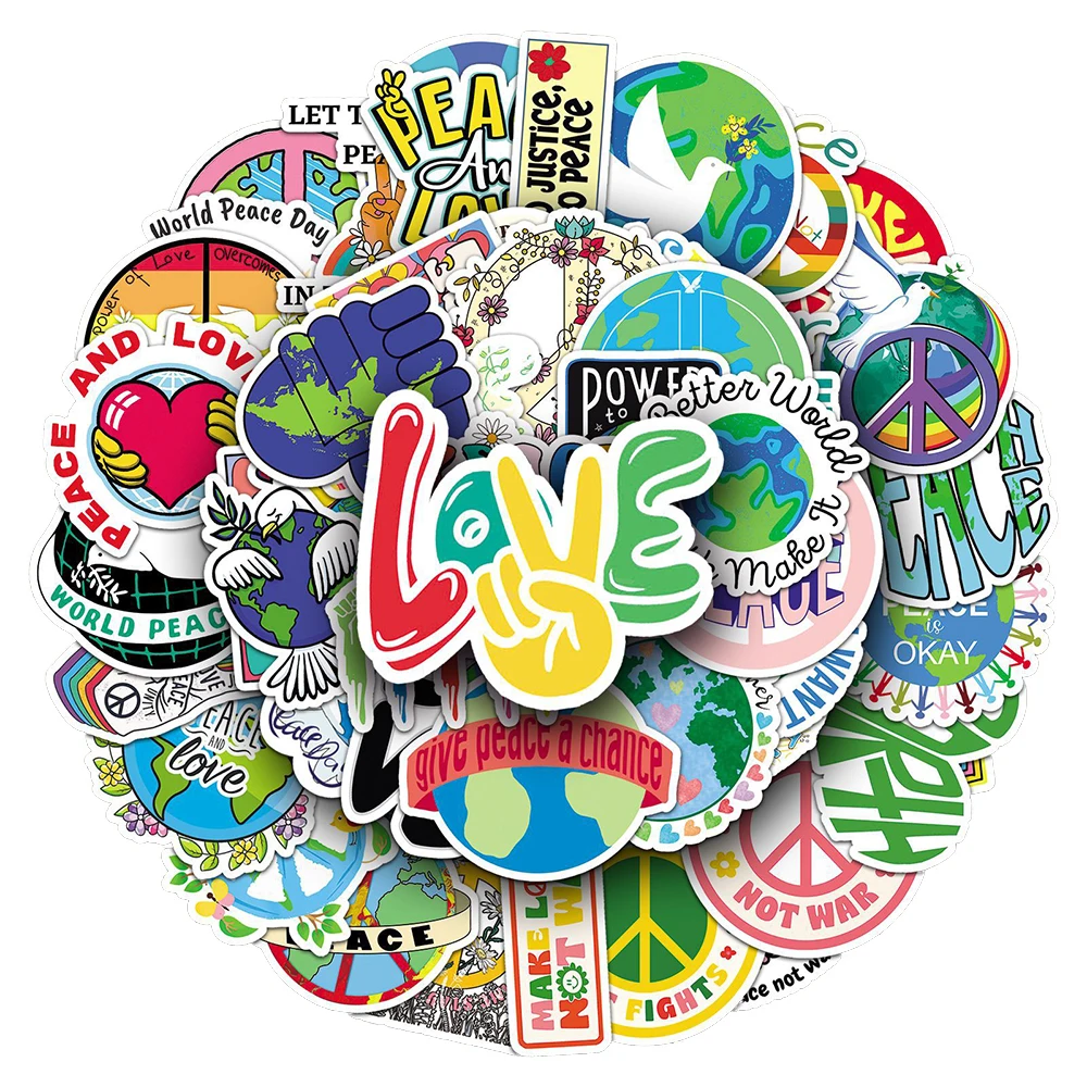 10/30/50 Stück Cartoon Weltfrieden Serie Aufkleber Make Love Not War Aufkleber DIY Wasserflasche Laptop Telefon Niedliche Graffiti Aufkleber Spielzeug