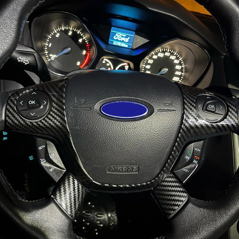 My Good Car ABS Chrome Steering Wheel Cover Sequin Trim Sticker for Ford Focus 3 Mk3 Kuga Escape 2012 2013 2014 2015
