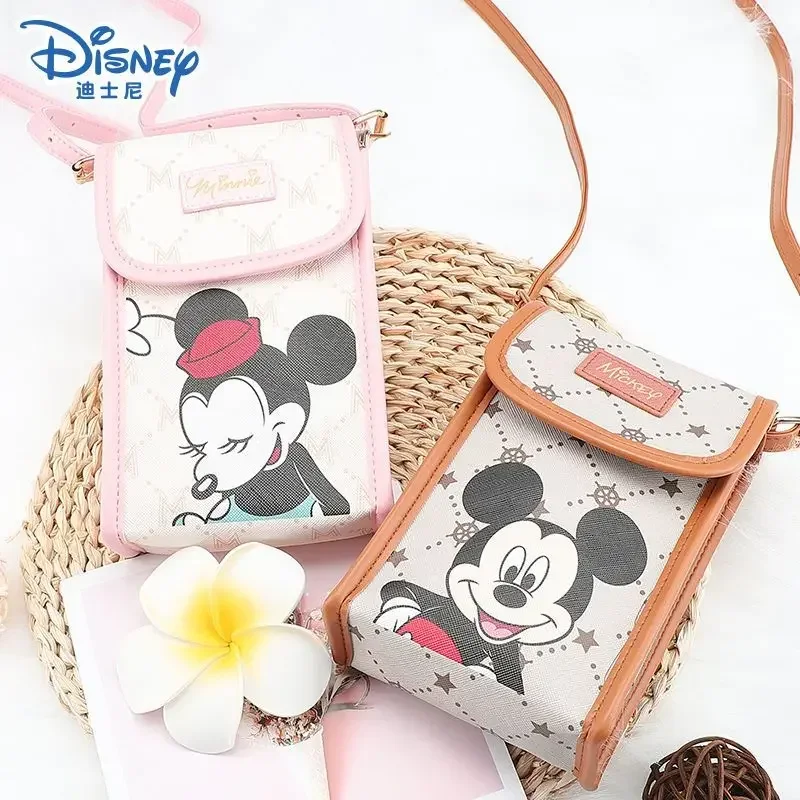 Disney Mickey Mouse Clubhouse Cute Minnie Mouse Covered No Laminated Mobile Phone Mini Carry-On Versatile Crossbody Small Bag