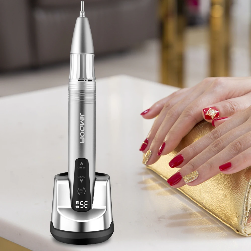 高品質充電式ネイルドリルマシン 35000RPM 電気ファイル LED 金属マニキュアペンプロフェッショナルネイル旋盤サンダー