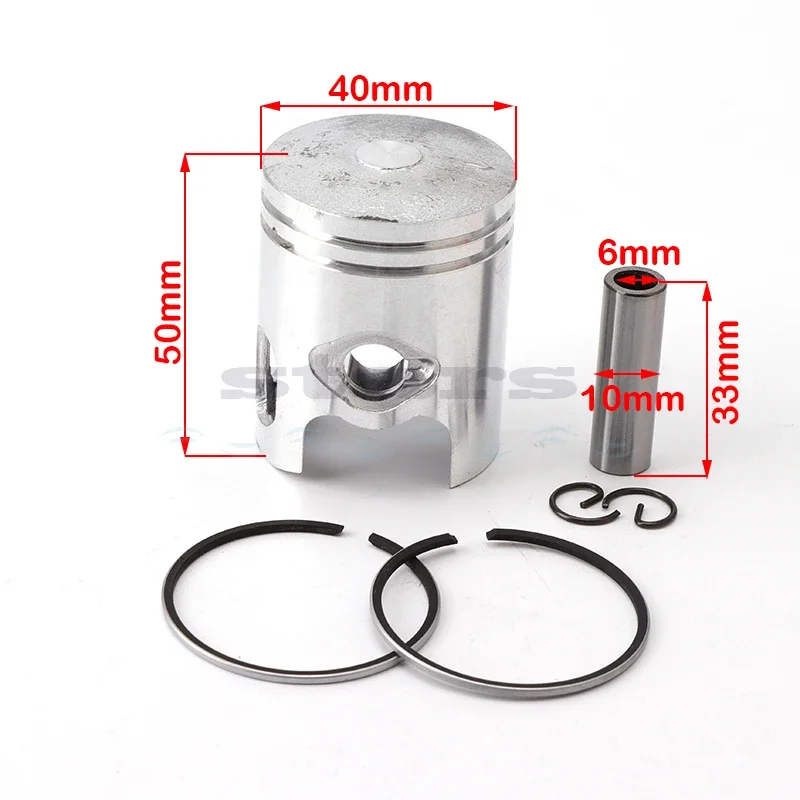 50cc Piston Rings 40mm 10mm Wrist Pin Bearing For Jog Minarelli Yamaha 2-Stroke Scooter 50CC 2 Stroke ATV Moped Motor