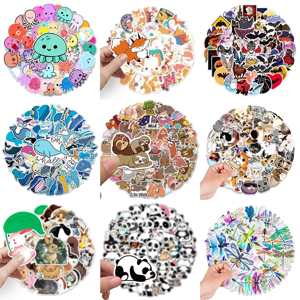 10/30/50PCS Popular Cartoon Animal Stickers Series Cute Whale Graffiti Luggage Laptop Helmet Refrigerator Decoration Wholesale