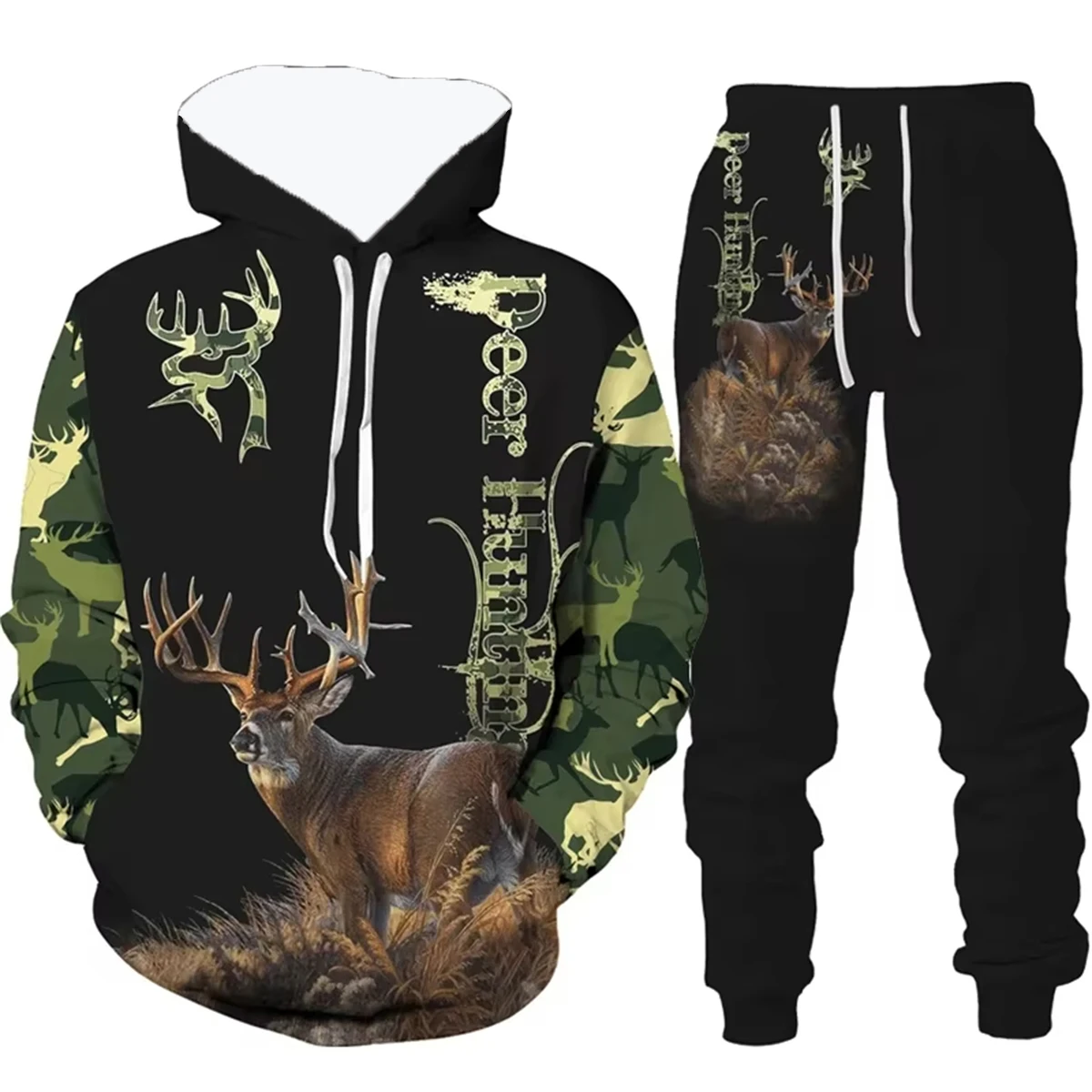 Мужской камуфляжный комплект с капюшоном и брюками, мужской и женский спортивный комплект с 3D принтом, удобная толстовка с капюшоном