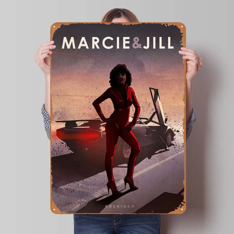 Marcie & Jill Car Legends Metal Poster Dekoration Vintage Metal Tin Signs for Garage Bedroom Man Cave Wall Decoration Door Sign