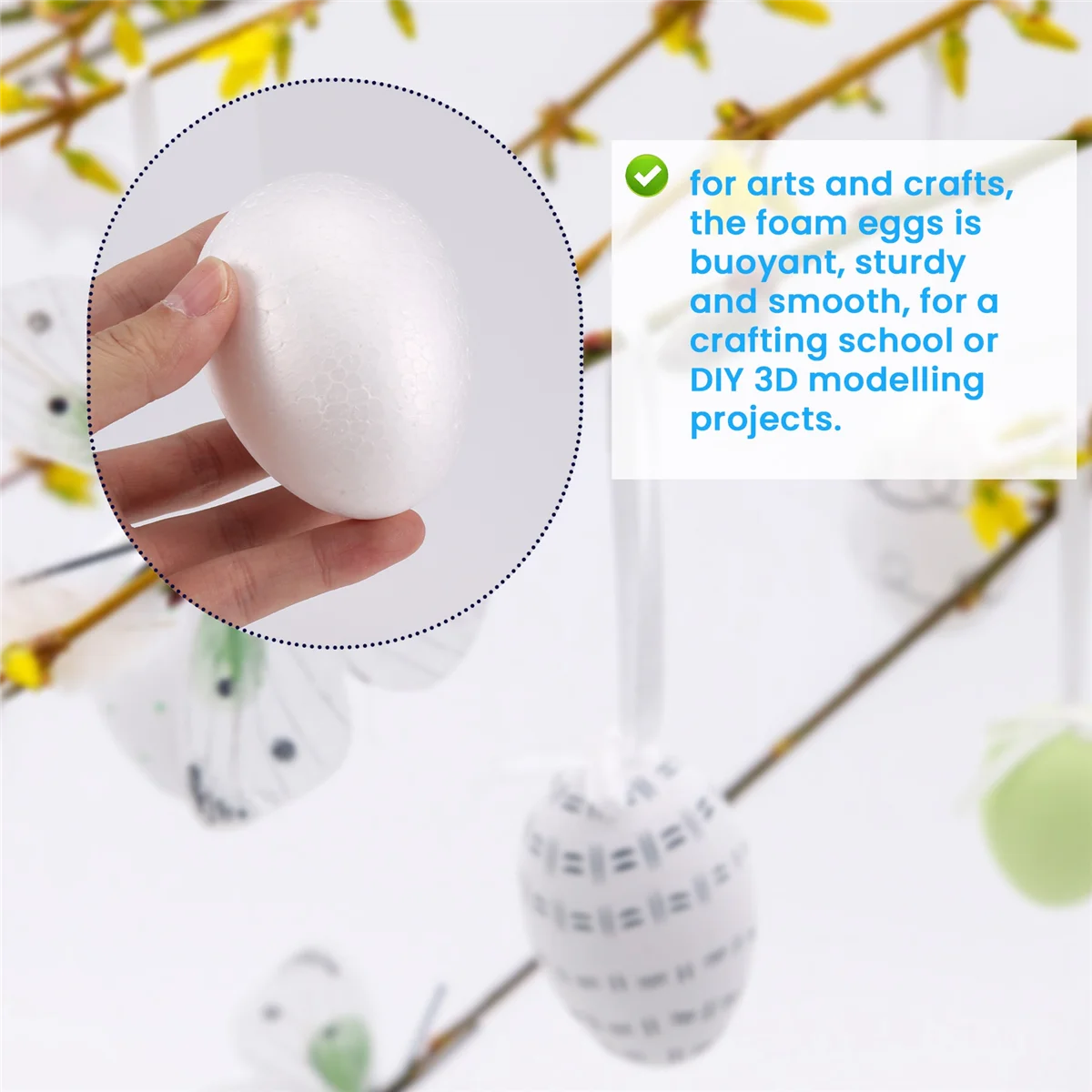 

ABLK 12 Pack 3 Inch Easter Foam Egg White Styrofoam Egg Craft Egg Foam Natural Polystyrene Egg Foam Handmade Egg Ball