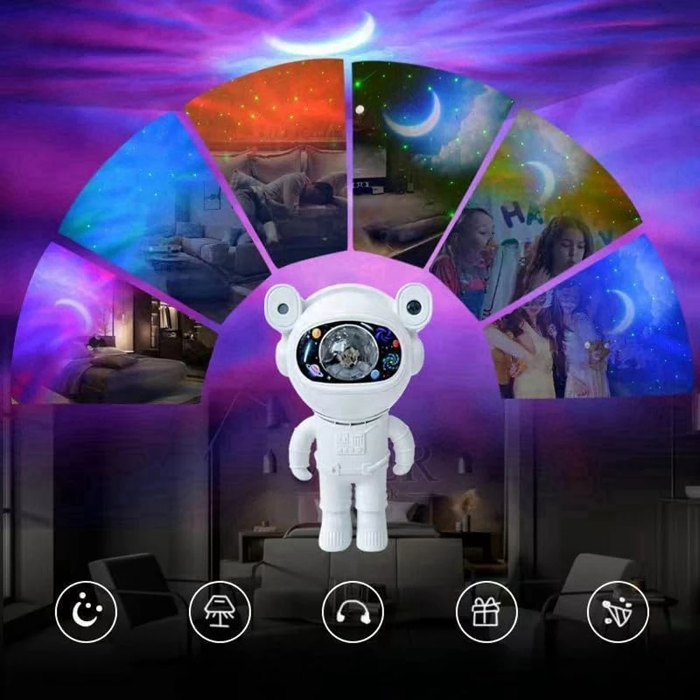 USB Bluetooth Astronaut Sternenlicht-Projektor LED Schlafzimmer Ambiente Nachtlicht Aurora Mond Astronaut Bluetooth-Lautsprecher