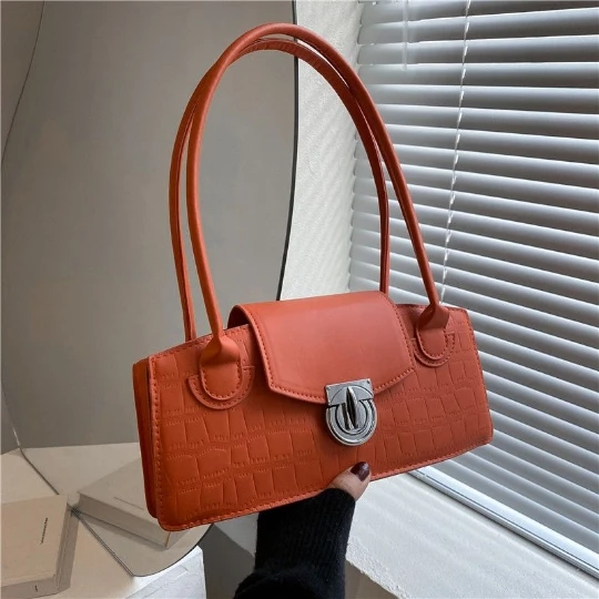 

Orange OL Woman Handbag 2024 Luxury Trend Women Girl Shoulder bag Bright PVC Crossbody PU Purses Women's US Leather Tote bag