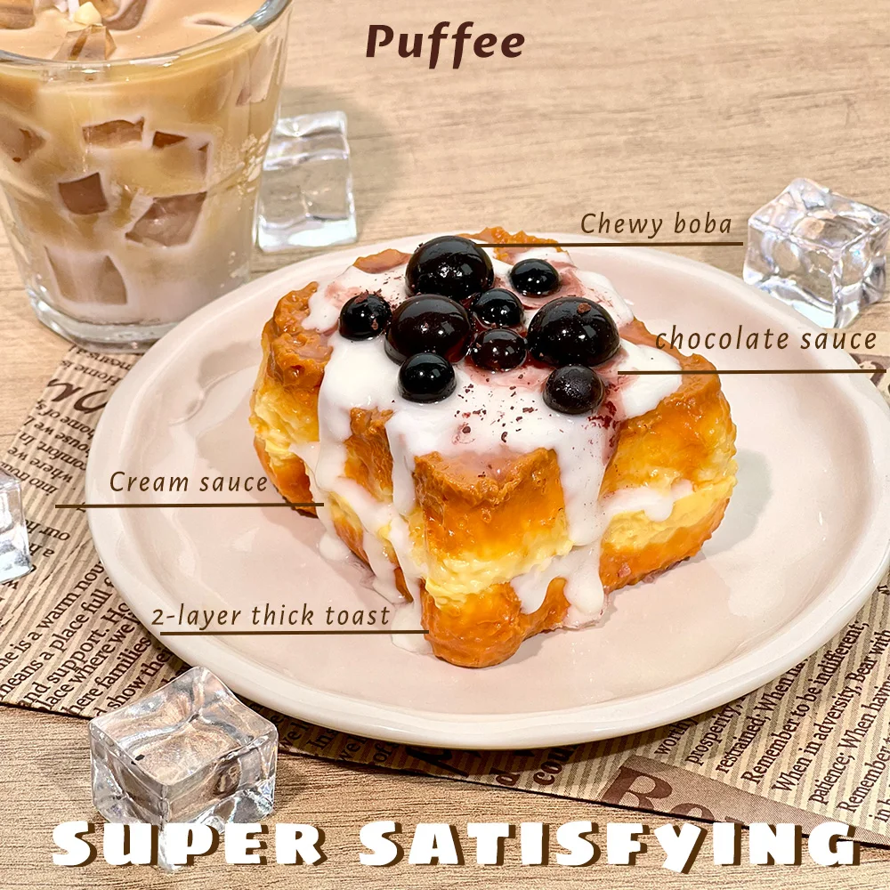 Boba Toast Squishy-Spielzeug aus lebensmittelechtem Silikon, handgefertigtes Taba-Squishy, cremiges, weiches, langsam zurückfederndes Quetschspielzeug, Boba – Detail 1