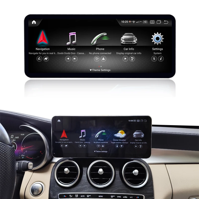 12.3 inch Android 13 Touch Screen AUTO CarPlay For Mercedes Benz C V Class W205 C205 C300 Car GPS BT 4GSIM