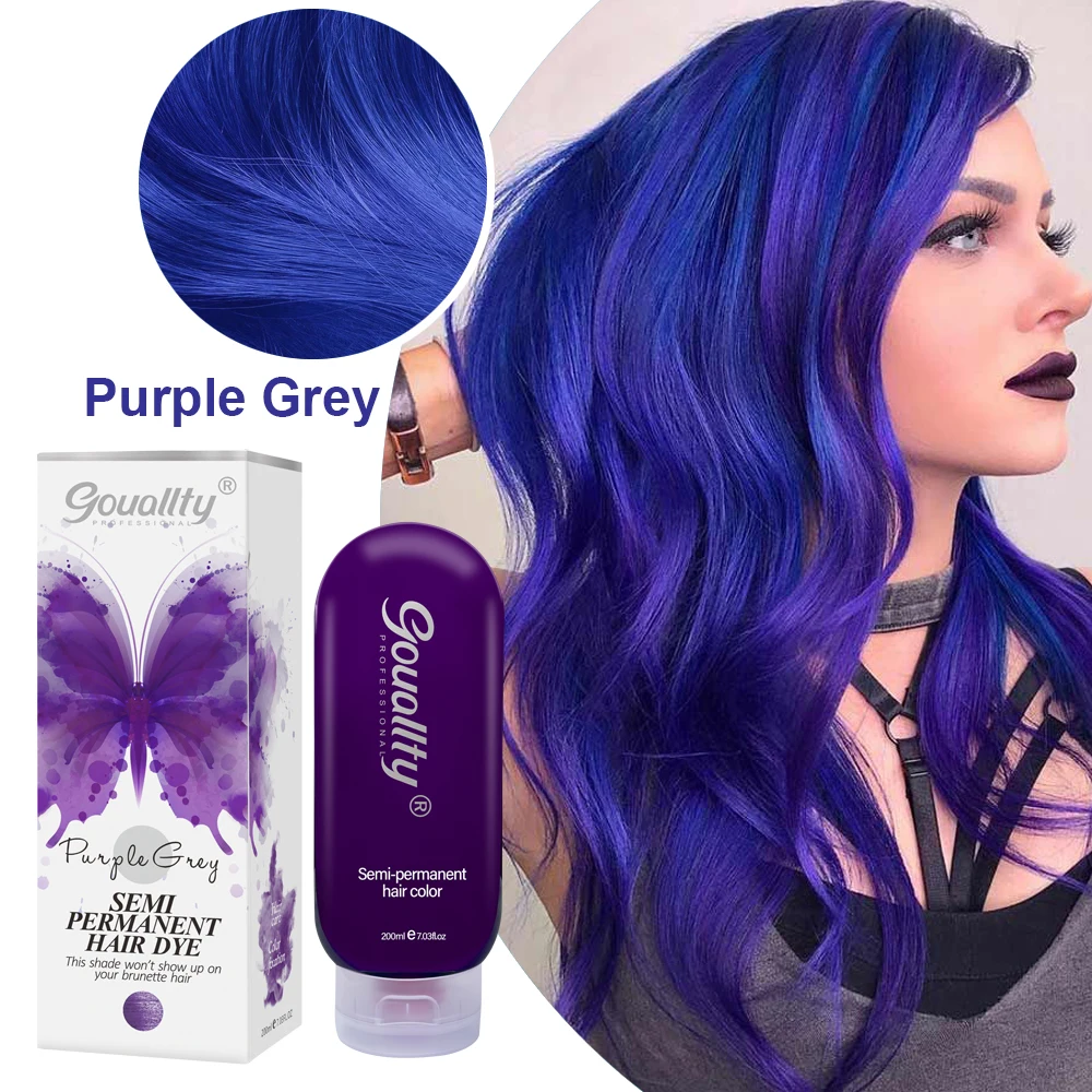 Gouallty-Crema de tinte para el cabello, Color morado, semipermanente, larga duración, Color rojo, Rosa, Verde, no daña el cabello