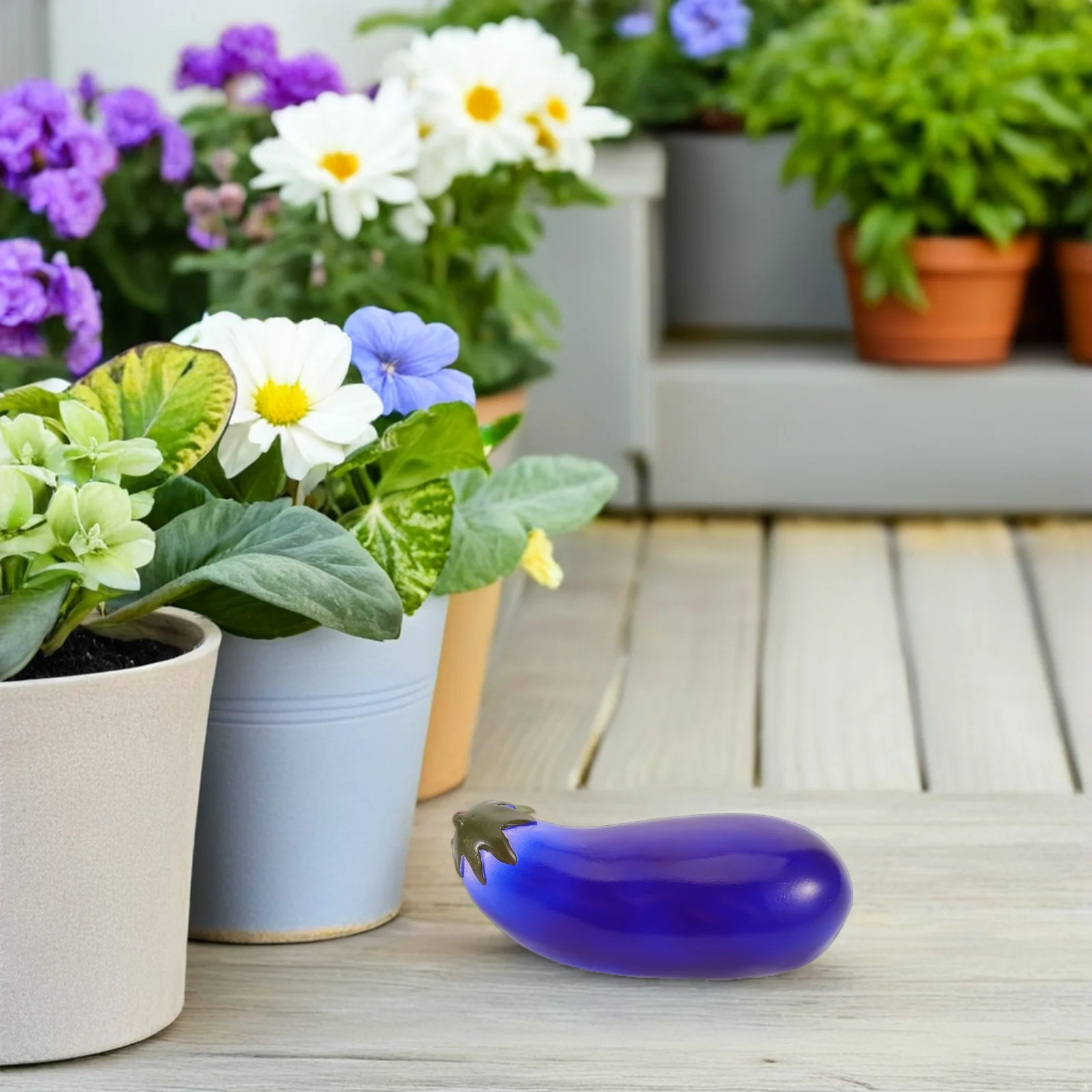 في الهواء الطلق مقاومة الطقس وهمية الباذنجان حديقة ساحة فناء مفتاح تخزين تمثال راتنج مقاوم للماء للأمن الخارجي #5