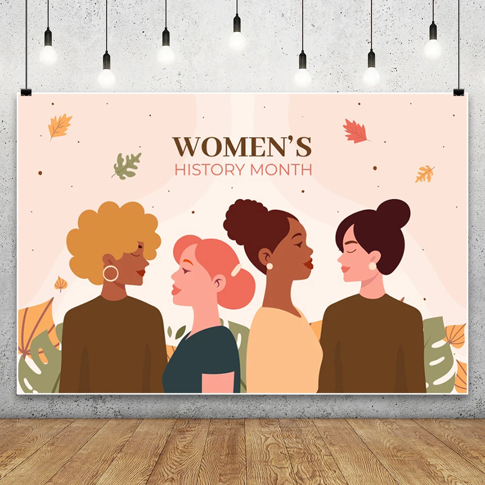 Women's History Month Backdrops Educational Celebration with Milestones Achievements of Women Power Empowerment Decor Background