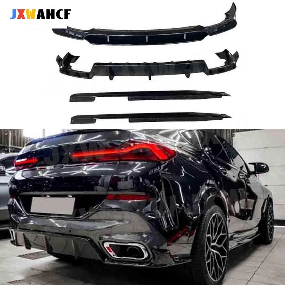 

JXWANCF передняя губа из углеродного волокна, задний диффузор, разветвители, боковые юбки для BMW X6 G06 M Sport 2020-2022 ABS