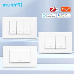 Tuya Smart Zigbee Wall Light Switch No Neutral &With Neutral Wire Push Button Interruptor Physical Switch for Alexa Google Home