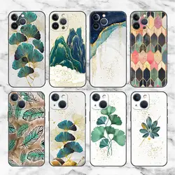 Luxury Gold Foil Art Case For Apple iPhone 11 15 13 14 Pro Max 12 Plus X 15Pro Black Silicone Phone Coque