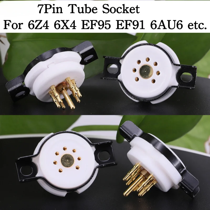 EIZZ 7Pin Ceramic PTFE Tube Socket, for 6AQ5 6J1 6Z4 6X4 HIFI Audio Tube Amplifier DIY