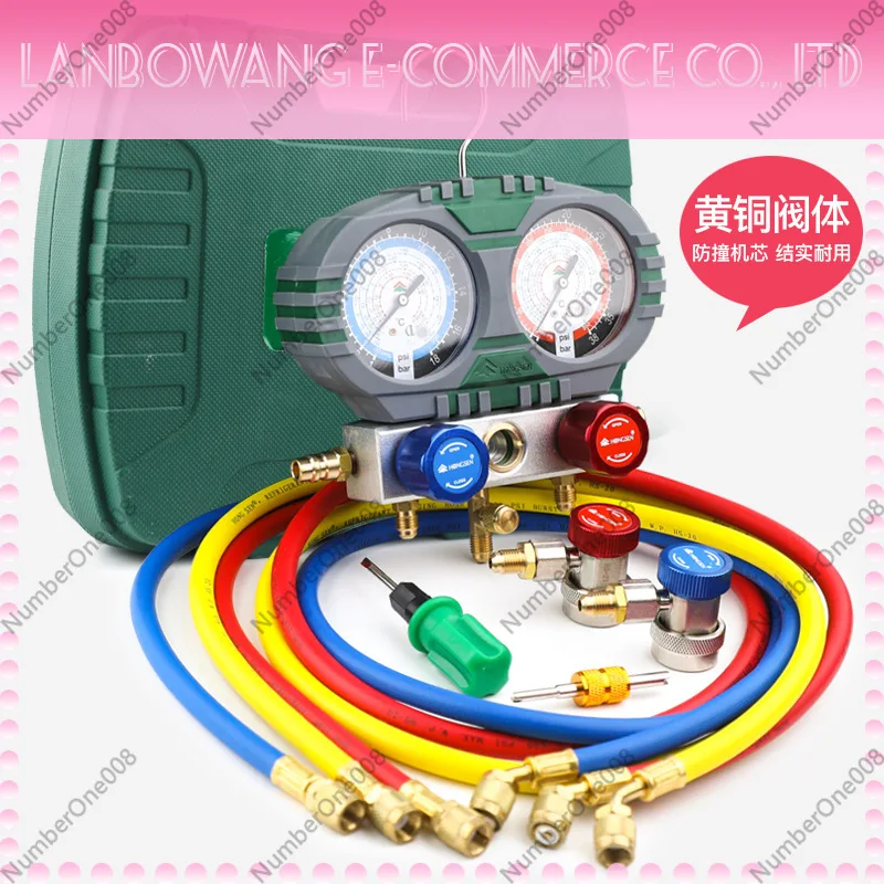 Refrigerant Manifold Gauge Set for R134A AC Pressure Gauge High Low Side with 3 Hoses HVAC Charging