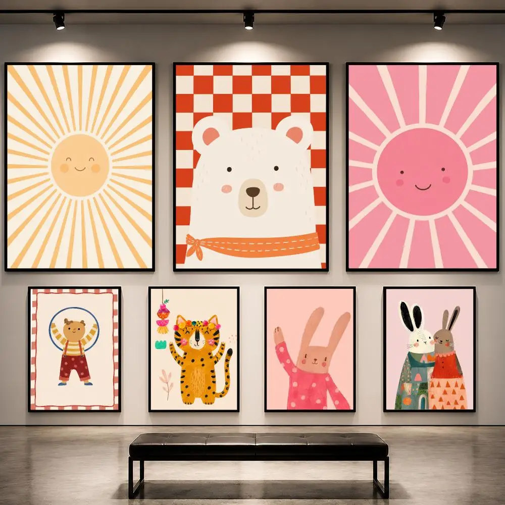 Nordic Animals Scandinavian Minimal Poster Removable PP Decorative Poster Water-Resistant Print Apartment Dorm Office Cafe Gift