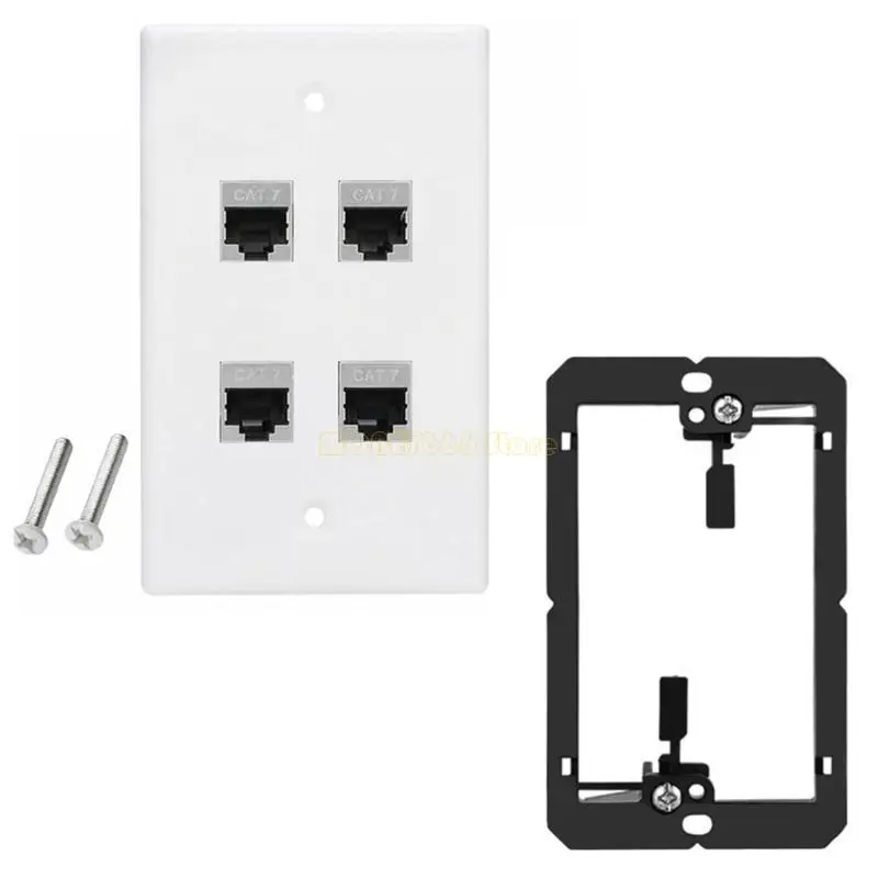 F62C Ethernet Wall Plate 1-6 Port Cat7 Keystones Couplers Female to Female Wall Outlet Solderless White Face Plate Panel