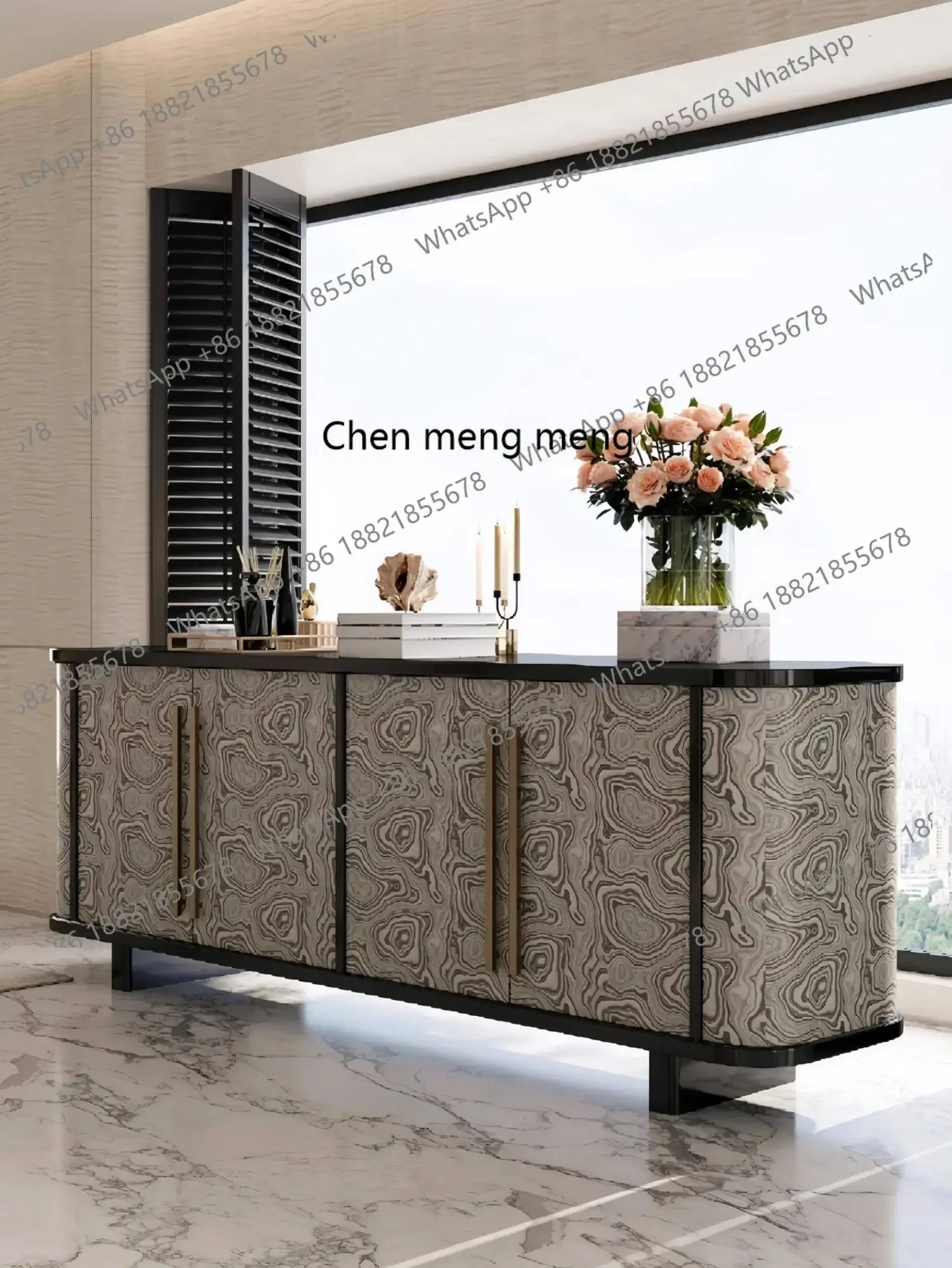 New design Medieval style lacquered sideboard, solid wood living room storage multi-functional dendract locker
