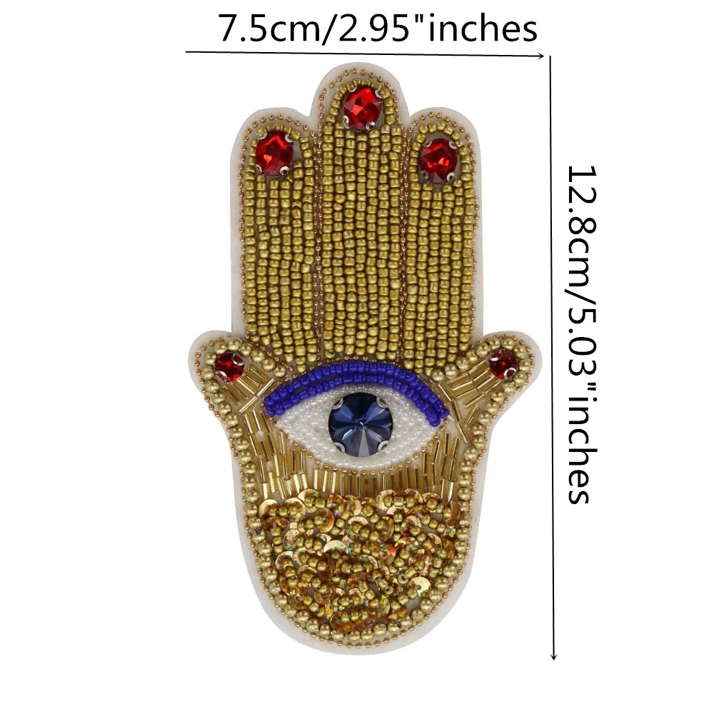 Hand Mund Augen Herz Perlen Patches Strass Applikation zum Aufnähen Kristall für Kleidung Jeans Jacken Handtasche Schuhe DIY Dekor – Detail 3