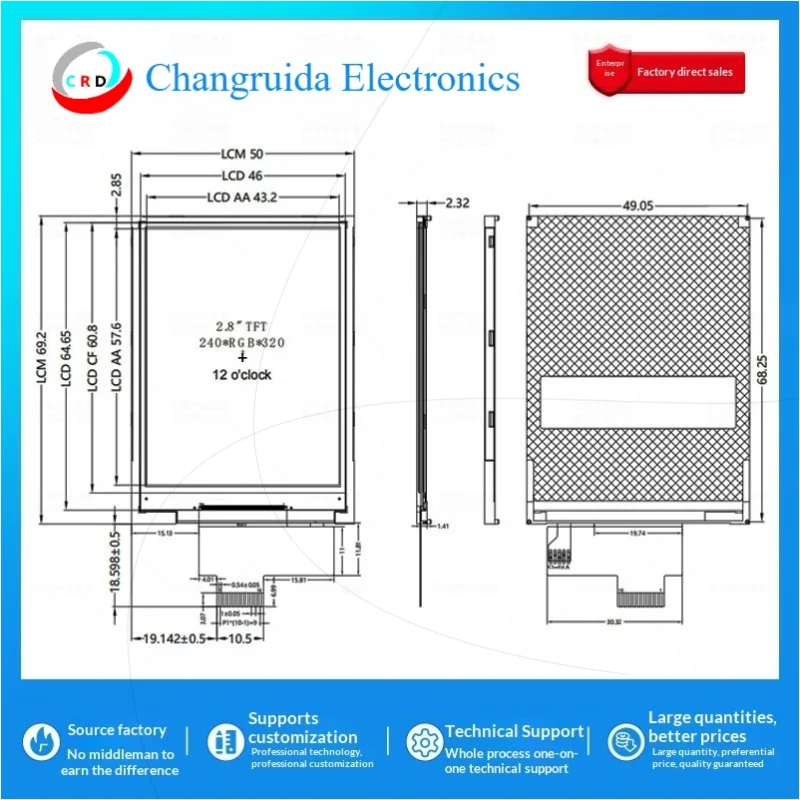 2.8-inch TFT LCD screen ST7789 small  240x320  LCD color  SPI naked