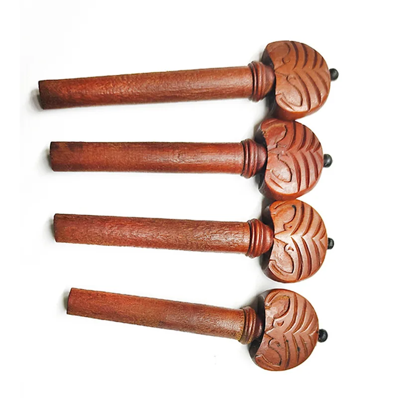 Jujube Wood Violin Accessories, Tailpiece Pegs Chinrest with Metal Clamp, Finetuner & Carved Bridge for Violin Replacement