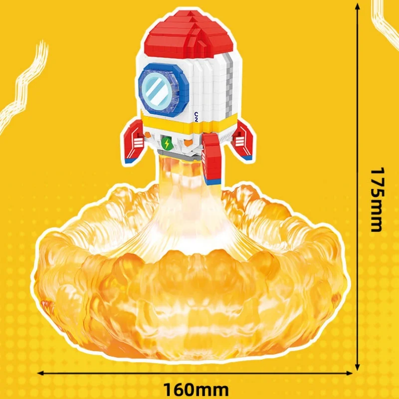항공 로켓 빌딩 블록 거리 장면 어린이 조립 장난감 모델 장식품, 방 장식, 휴일 선물 컬렉션