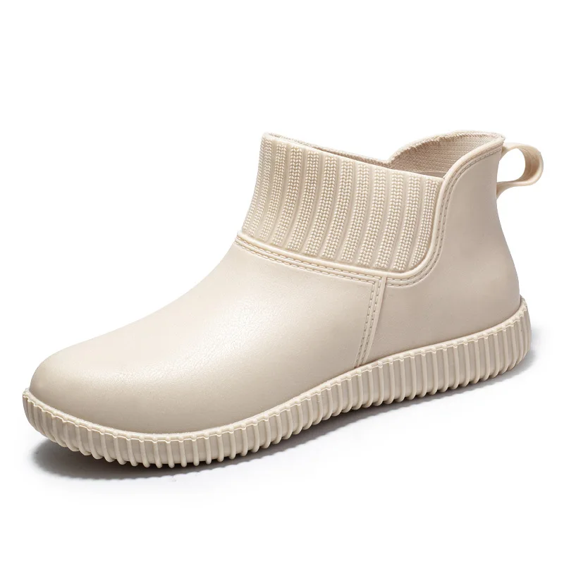 Trend kalosze damskie Slip-on kobiety kalosze antypoślizgowe wodoodporne kostki Rainboots kobieta praca domowa krótkie buty Botas Mujer