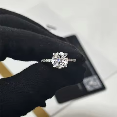 AETEEY 1CT - 3CT Real Moissanite D Color Four Prong Ring 925 Sterling Silver Fine Jewelry Wedding Gift for Women RI027