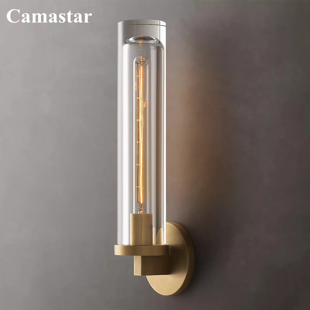 

Savile Sconce Bedroom Wall Lamps in Brass Black Modern Round Rectangular Clear Glass Wall Sconce Light Fixture for Living Room