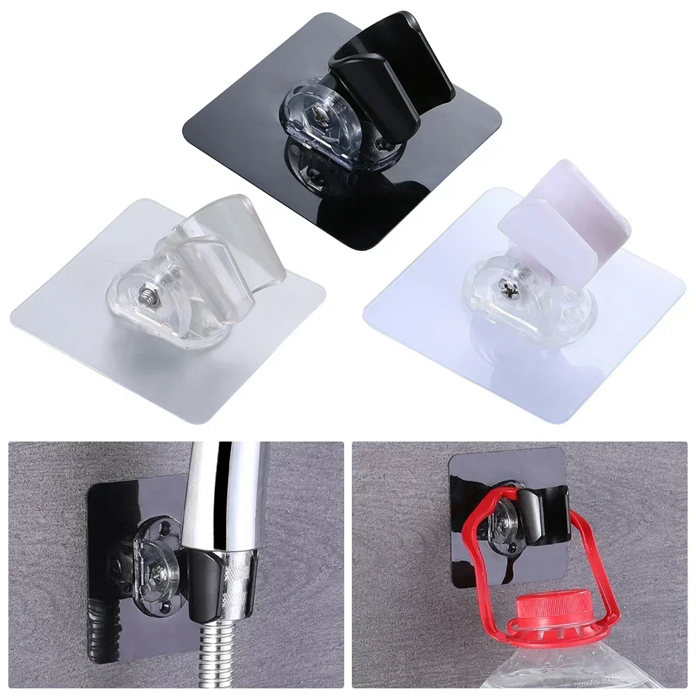 Imagen 6: Soporte de cabezal de ducha para el hogar, montaje de pared transparente, ABS, PC, blanco, 7,2x7,2 cm, adecuado para la mayoría de las duchas