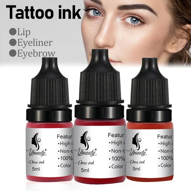 5ml Tattoo Ink Microblading Pigment For Semi Permanent MakeUp Sets Tint Eyebrow Eyeliner Lips Beauty Tattoo Products 12 Colors