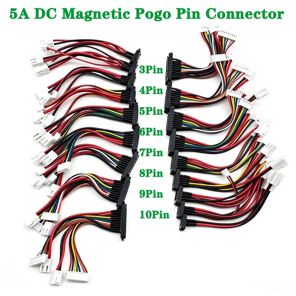 1Pair Magnetic PogoPin Connector 2 3 4 5 6 7 8 9 10Pin 5A Waterproof Male Female Pitch 2.54MM Spring Loaded DC Power Charger