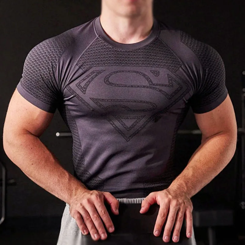 Zomer Nieuwe stijl Heren Hoge Elastische Snel Droogende Sport T-Shirt Strakke Workout Ademend Gym Trendy Korte Mouw Tops