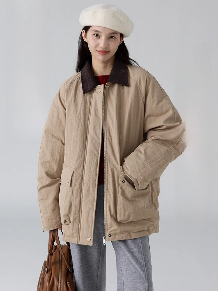 

Dwind Women's down Jaet Collar Coat Loose Warm Winter Long Sle Du Feather Filled Commute Sle Knitted Fabric